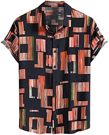 לארס אמדאוס חולצה מודפסת גיאומטרית לקיץ גברים שרוולים קצרים בחוף הוואי חולצות