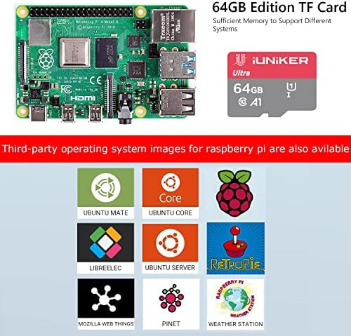 Mazerpi Raspberry Pi 4 4GB ערכת מקסימום - מהדורת 64 ג'יגה -בייט, Raspberry Pi 4 Case עם מאוורר, 20W 5V 4A Raspberry Pi 4 אספקת חשמל עם מתג הפעלה/כיבוי, כבל HDMI עבור PI 4B
