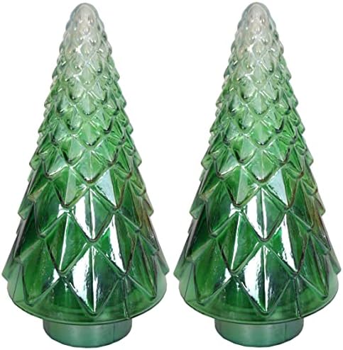 סט השולחן של עץ חג המולד של 2 פנים 6 W x 12 H כספית זכוכית ירוקה