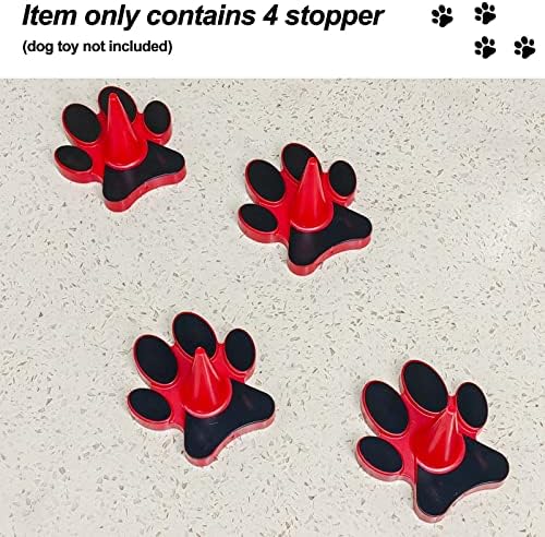 פקק מחזיק צעצוע לכלבים תואם לגדלים קלאסיים עד ל-ל, רק תקע כפות פלסטיק כלול, אדום, 4 מארז