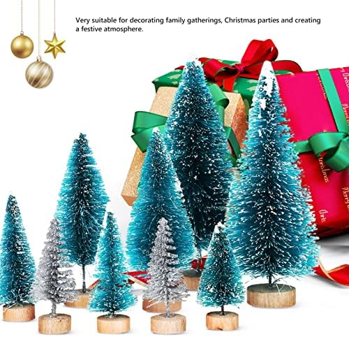 סצינות של Abofan 28 PCS, עצים סגנונות מעורבים, יצירה של חג השולחן, עצי חג המולד אורן עץ סיסל בסיסי חורף קישוטים מעץ, עיצוב, מיני תפאורה לקישוט מברשות שולחני,
