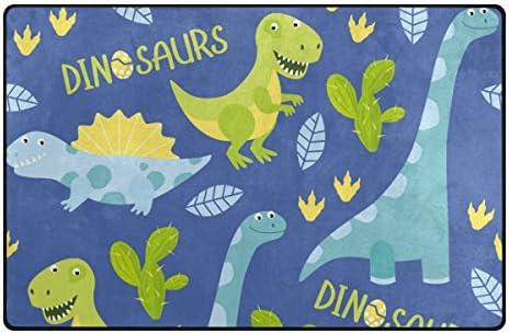 ColourLife משקל קל משקל שאינו מחליק שטיחים שטיחים שטיחים רכים שטיח שטיח שטיח לילדים חדר סלון 60 x 39 אינץ 'דינוזאורים מצוירים
