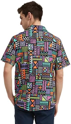 חולצות שנות ה -80 לגברים שרוול קצר שנות ה -80 שנות ה -90 דיסקו רטרו מזדמן כפתור למטה חולצת הוואי לגברים עם משקפי שמש משנות ה -80