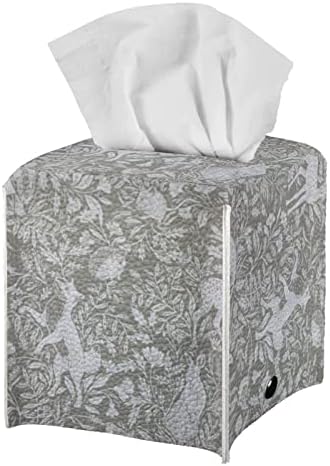 Frestree Forest Fox פרחי שועל בעלי חיים הדפסת קופסת רקמות כיסוי נייר קופסת קופסת קיפוד צבי ארנב ריבוע עור PU לרכב שולחן משרדי מטבח אמבטיה