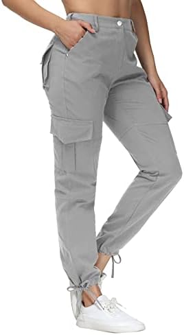 מכנסי טיול מותניים אלסטיים של דפנסי מותניים מותניים קלות משקל חיצוני מותניים גבוהים מכנסי נסיעה מזדמנים עם כיסים