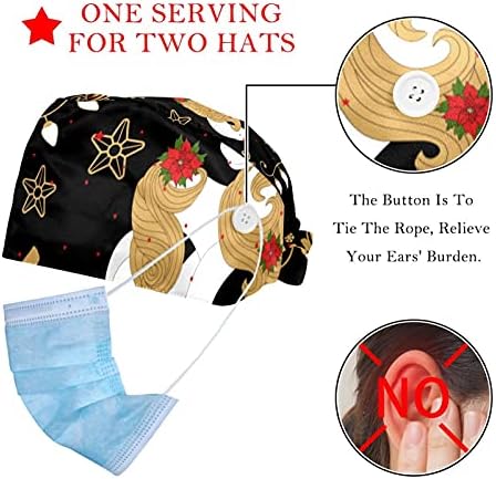2 חבילה חג שמח עם כובעי עבודה רקע אדום עם רצועת זיעה לגברים, כובע טורבן לשפשף בופנט