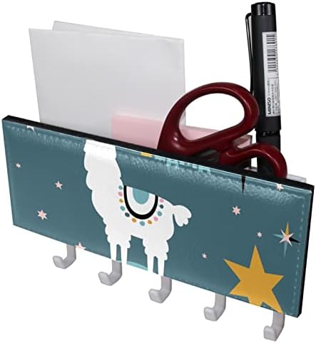 מארגן דואר Tbouobt עבור קיר הר, מחזיק מפתח עם מחזיק מכתבים וקרס, ווים מפתח מחזיק דואר קיר רכוב, קשת הקריקטורה של Unicorn Llama