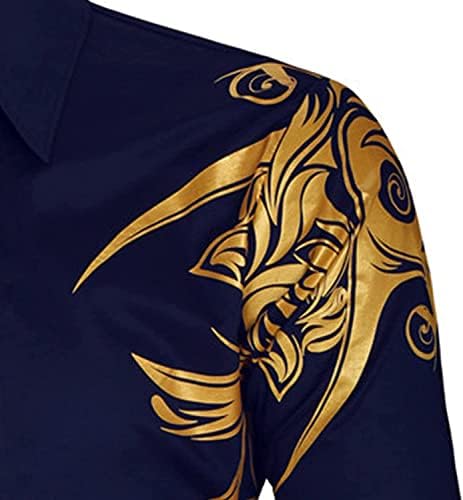 הברנש מקסיקני עיצוב שאקט שמלת חולצה גברים מקרית מותג ארוך שרוול בגדי ביול זהב מודפס רקמת מעיל