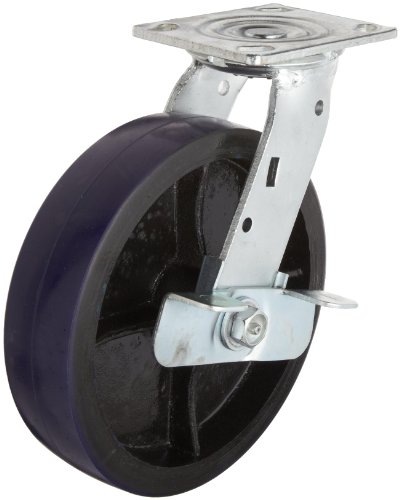 גלגלים של גלגלים של RWM 46 סדרת צלחת, מסתובב עם בלם, אוורתן על גלגל ברזל, מיסב גלילה, קיבולת 700 קילוגרמים, 4 גלגלים, רוחב גלגל 2, 5-5/8 גובה הר, 4-1/2 אורך צלחת , 4 רוחב צלחת