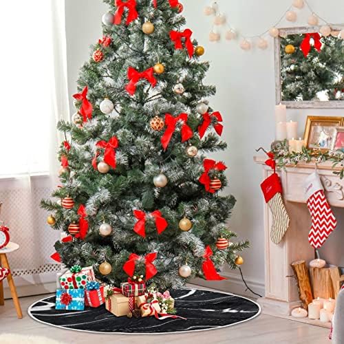 חצאיות עץ חג מולד גדול של Baxiej מחצלת שיש שחור לבן, חורף חג המולד לחג חצאית עץ עץ חצאית 47.2 אינץ 'לחיצוניות מקורה