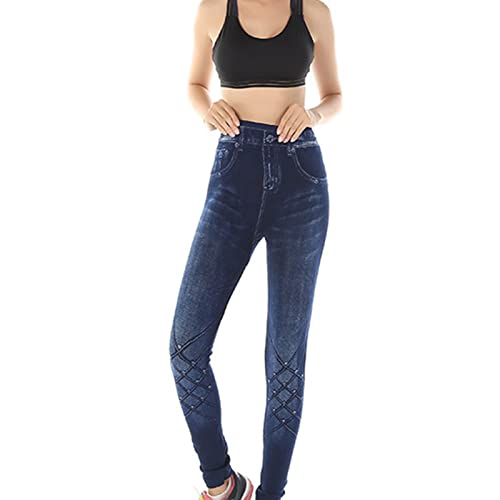 נשים של מזויף ג 'ינס מודפס חותלות בתוספת גודל גבוהה מותן ז' אן יוגה מכנסיים חלקה למתוח מלא אורך ג ' ינס