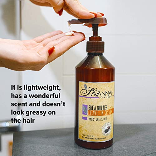 צרור טיפול בשיער של סוואנה: שמפו חמאת שיאה גולמי 16.9 גרם + השאר-קרם 16.9 גרם, לכל סוגי השיער, טיפול קרטין טבעי, טיפול בלחות סולפטית לתיקון לחות חינם
